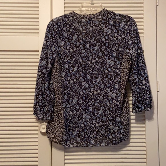 CHAPS Petite Floral Tie Front Blouse - Picture 2 of 7